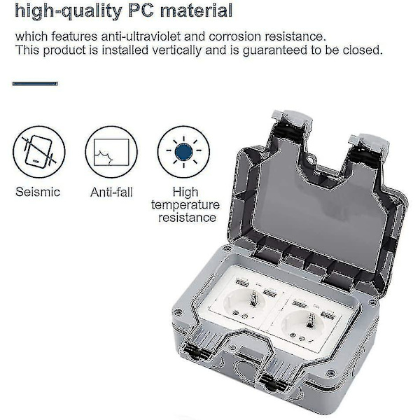 Puutarhapistorasiat Ulkopistorasia Ip66 Säänkestävä Usb-pistorasia Seinään asennettava pistorasia