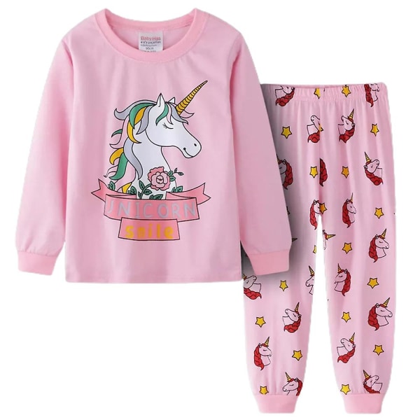 3-7 år Børn Piger Unicorn Nattøj Sæt Toppe+bukser Pyjamas Sæt Nattøj Loungewear C 6-7 Years