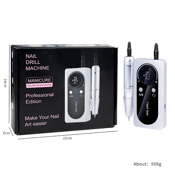 Snabb och effektiv 45 000 varv/min laddningsbar bärbar elektrisk nagelfil rosa