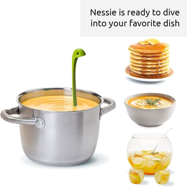 Veeki Nessie slevsked - Grön matlagningsslev för servering av soppa, gryta, sås & chili - Högvärmebeständig Loch Ness Stand Up Soup Ladlegreen