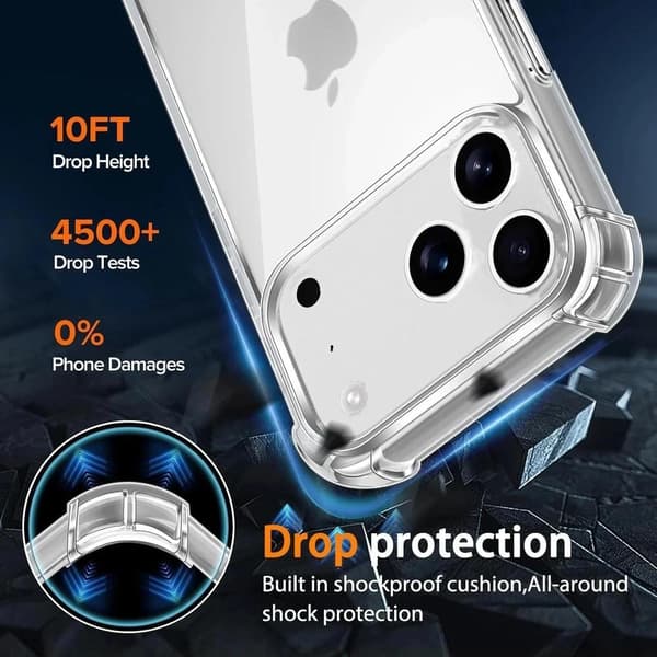 Clear Case for iPhone 17 Pro, Clear a17 Pro Case Slim Hard PC Back and Soft TPU Shockproof, Scratch-Resistant Shockproof Protection