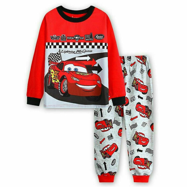 Bilar Blixten McQueen Tryckta Barn Pojkar Pyjamas Pjs Set Nattkläder Långärmad Topp Byxor Sovkläder C 5-6 Years