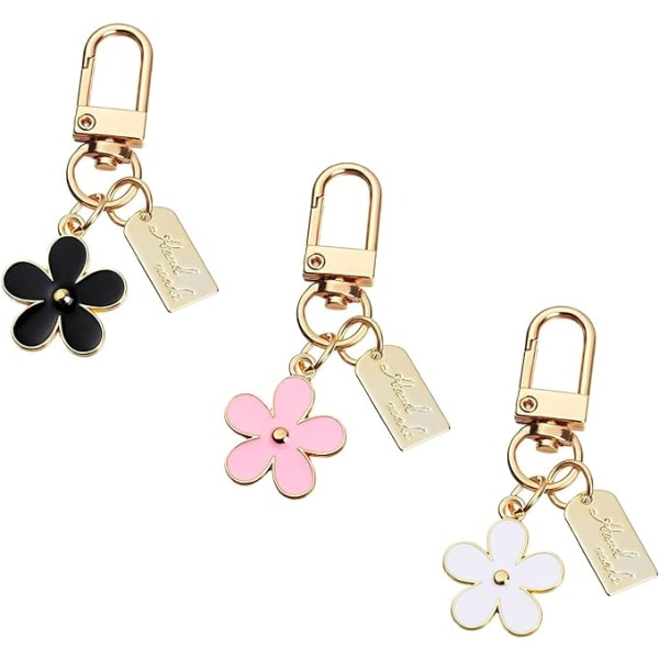 3 stk nøkkelringer for kvinner, Veske Charm Flower Key Ring Bilnøkkelring Anheng for veske, Veske Veske, Veskedekorasjon