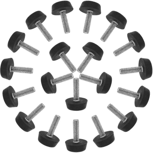 20 stk. Justerbare Nivelleringsføtter for Møbler, Møbelglidere, Bord- og Stolbensbeskyttelse, Gulvbeskyttelse, M6 X 22 X 22mm