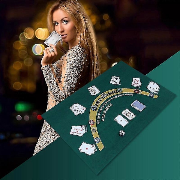 Bordcasino Filts Layout - Dobbeltsidet Pokerspilsmåtte Til Texas Holdem Og Blackjack Professionel Kvalitet Roulette