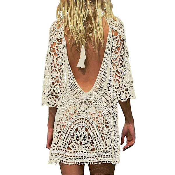 2024,Pareo Dam Strandklänning, Stickad Virkad Bikini Cover Up Sommar Pareo Beach Dress Baddräkt Cover Up Bikini Camisole Strandklänning Bikini Crochet Bl