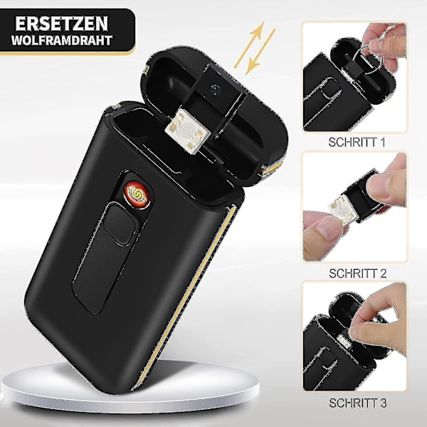 Lf9010 Sigarettveske med lighter, 20 stk 100mm King Size sigarettkapasitet, gaver til menn (9010-bk)