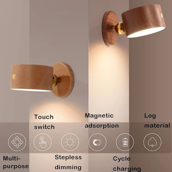 LED Wall Sconce, Wall Mounted Lamp with Rechargeable Battery
