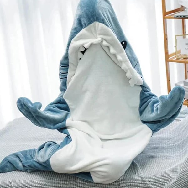 Super Soft Shark Blanket Hettegenser Voksen, Shark Blanket Koselig Flanell Hettegenser L