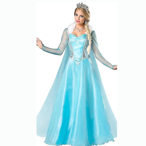 Aikuisten prinsessa Anna Elsa -asu Joulu Cos Fancy Dress -asu Elsa M