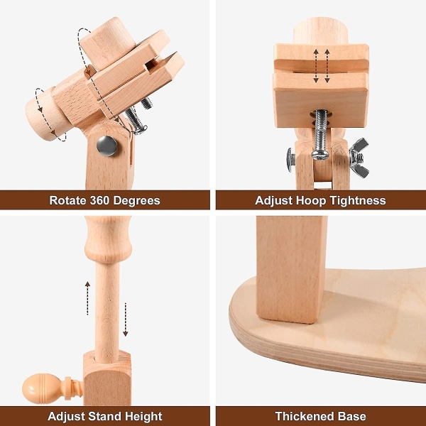 Th Broderistativ med 6-tommers bøyle - Rotert broderibøyle-stativ, stativ for korsstingsramme for håndarbeid, håndfri broderibøyleholder
