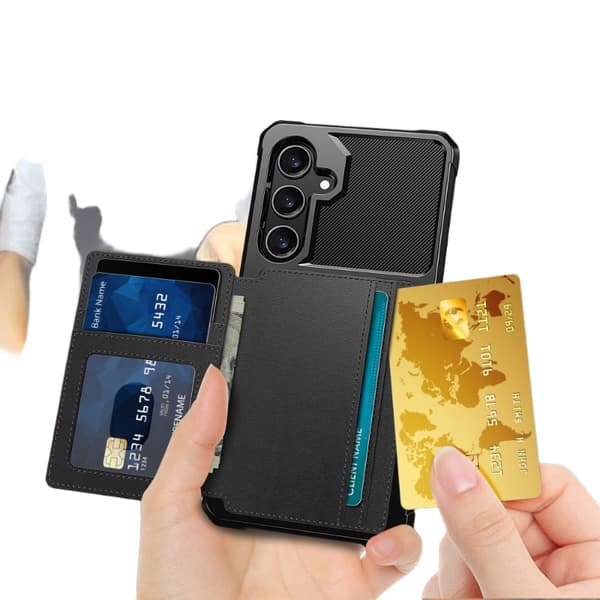 Galaxy A55 5G Cover med Magnetisk Tegnebog Sort