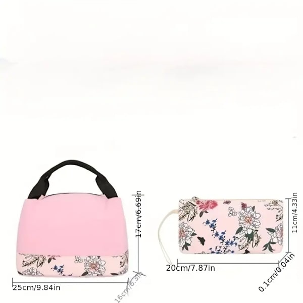 Vintage-kuvioinen reppu, vetoketjullinen klassinen säilytysmatkapäiväreppu lounaslaukulla ja clutch-lompakolla, punainen red