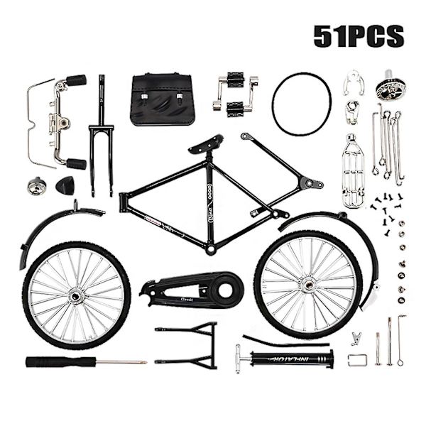 2023 DIY 1:10 Retro Cykel Model Ornament, Legering Klassisk Cykel Med Pumpe, Kreativ Gave & Boligindretning Til Børn - Sort, Grøn