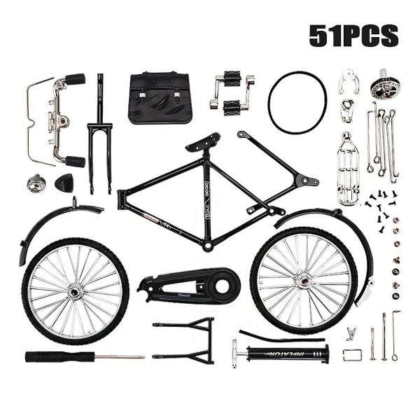 2023 DIY 1:10 Retro cykelmodell prydnad, legerad klassisk cykel med pump, kreativ present och heminredning för barn - svart, grön