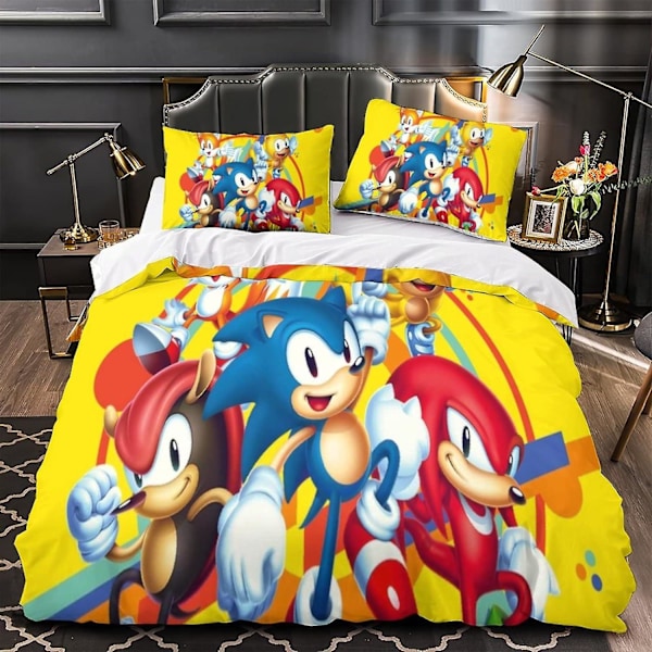 Sonic D Täcke Set Spelkaraktärer Täcke Mikrofiber Täcke med Dragkedja för Barn Tonåringar Vuxna Enkelsäng