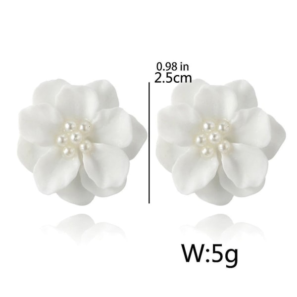 1 par stora orange rosa vita gula kamelia blomma örhängen eleganta örhängen White