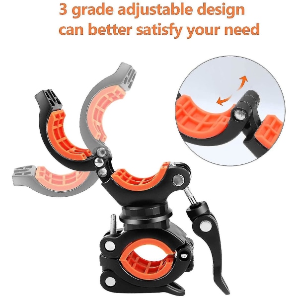 2 stk. cykellygteklemme, 360 graders roterende cykellygteholder, universal clips lommelygte til cykelholder, til cykel LED-lygtestativ