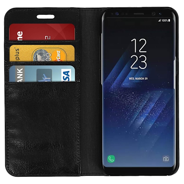 Folio Äkta Läder Galaxy S8 Fodral Kortfack Videoställ