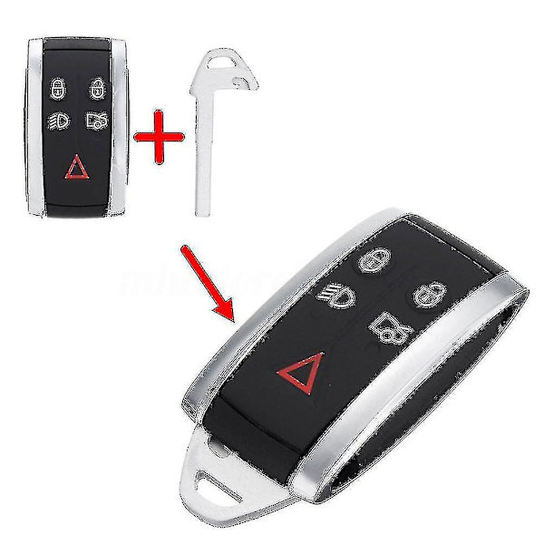 5 knappar nyckellös nyckel fob fjärrkontroll skal med oskuren blad för Jaguar Xf Xk