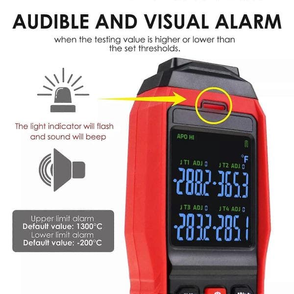 Digital K/J datalogger 4-kanals termoelementtermometer sanntids datalogging