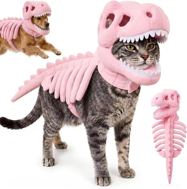 Dinosaur Skeleton Costume for Pets - Creative Halloween Outfit 120cm 120cm White