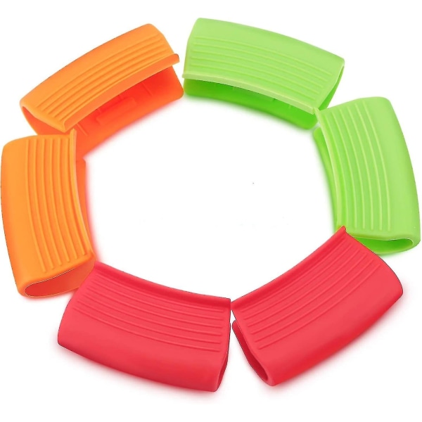 3 par Silikon Assist Håndtak Holder Varme Håndtak Holder Hylser Varmeisolert Grytegrep Skåldesikkert Pan Grep Deksel For Støpejern Woks Stekepanner Grid