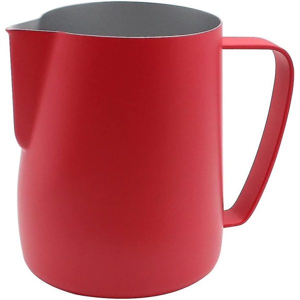 Kanne Melkeskummer i rustfritt stål for kaffe lattekopp og skummende melk, 600 ml, rød (350 ml, rød)