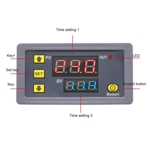 Digitaalinen aikaviive Rele LED-näyttö Cycle Timer Control Switch Säädettävä ajoitusreleen aikaviive