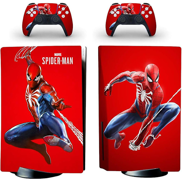 PS5 Standard Disc Konsol Controllers Skin Superhelt Sticker Dekal PS5 Konsol Og Controllers Rød Edderkop