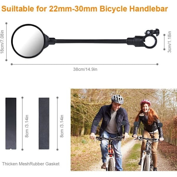 Cykelbackspegel 2 st 360° vridbar lång arm vidvinkelcykling R