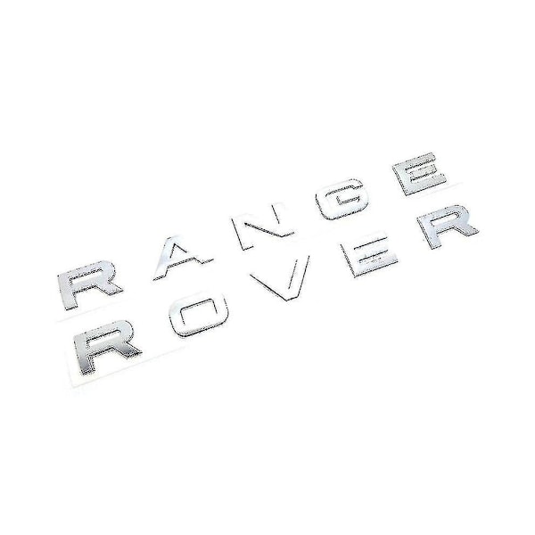Chrome Silver Range Rover -etunurkkasäleikön ja konepellin merkki, konepellin ja takaluukun tekstimerkki (2 kpl pakkaus)