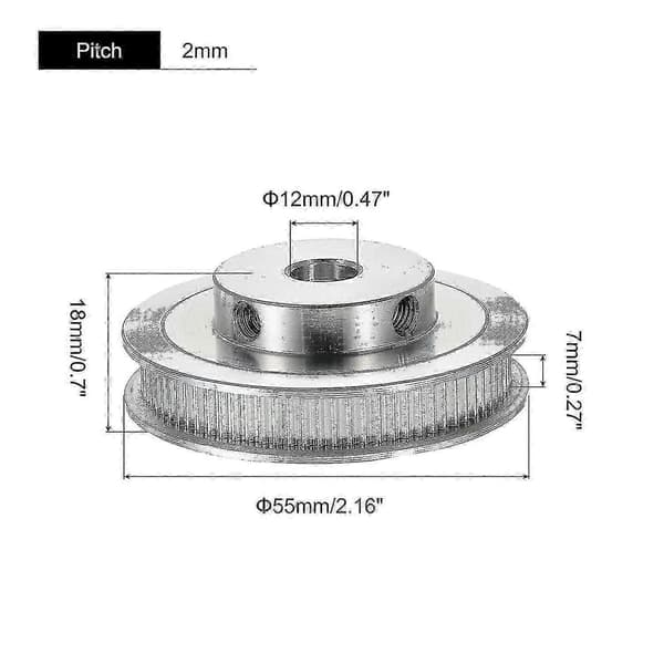 80 tænder 2GT synkron remskive boring 12 mm til 3D-printer 2GT tandrem GT2 remskive rem Silver