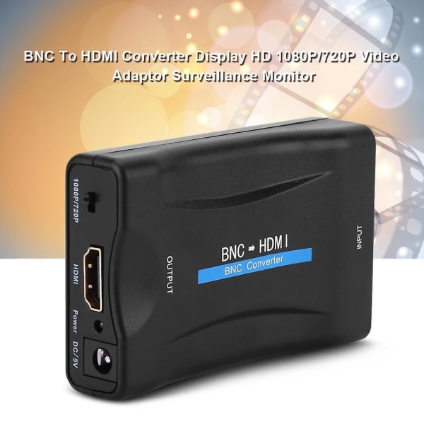 Bnc til hdmi-konverter 1080p videoskjermadapter overvåkingsskjerm+usb-kabelsett