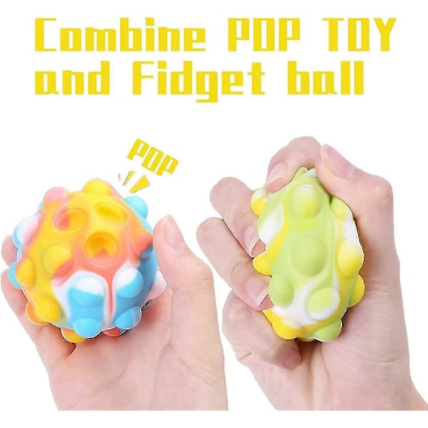 Xqday Tryck Bubbla Pop It Stressboll, Leksak Klämboll, Silikon 3D Fidgetboll Pop It