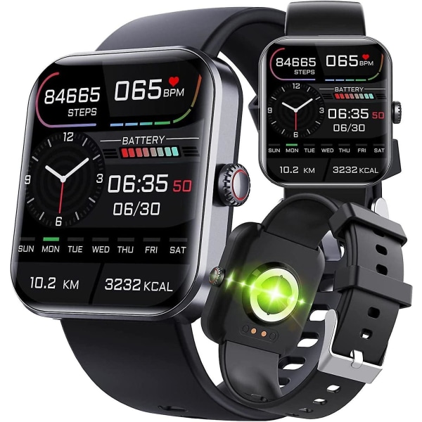 F57l Blodsukkerovervågning Smartwatch, Fitness Tracker Med Blodtryk Smart Watch Til Mænd Kvinder Sort