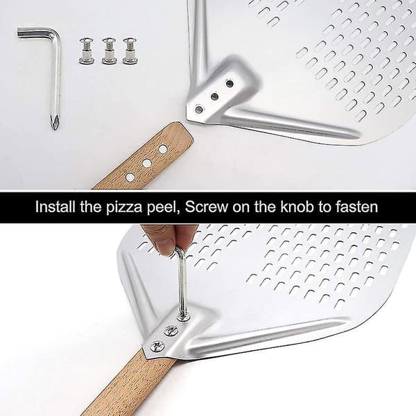 Perforeret pizzaspade, professionelle anodiserede aluminiums pizzaspader, rektangulær pizza vendespade