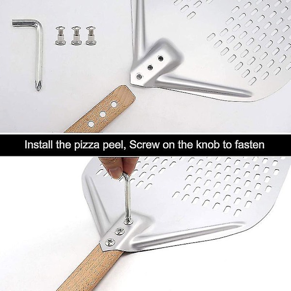 Perforert pizzaspade, profesjonell anodisert aluminium pizzaspade, rektangulær pizzavendespatel
