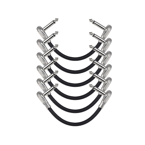 6-pack 12-tums gitarrkablar, akustiska instrumentgitarrkablar, Duckhead-effektkablar BlackSilver