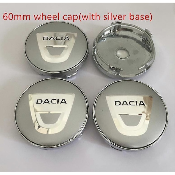 4 stk. 3D 56 mm 60 mm for DACIA bil emblem hjulnav senterkopp merke deksler klistremerke styling tilbehør 60mm silver cap 1