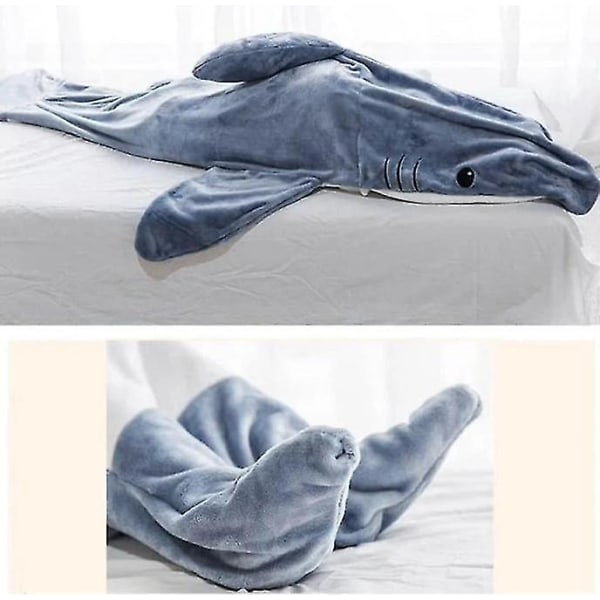 Shark Blanket,hyggeligt Shark Blanket Hættetrøje Hooded Shark Sovepose Cartoon Shark Sovepose Pyjamas Shark Blanket 170cm