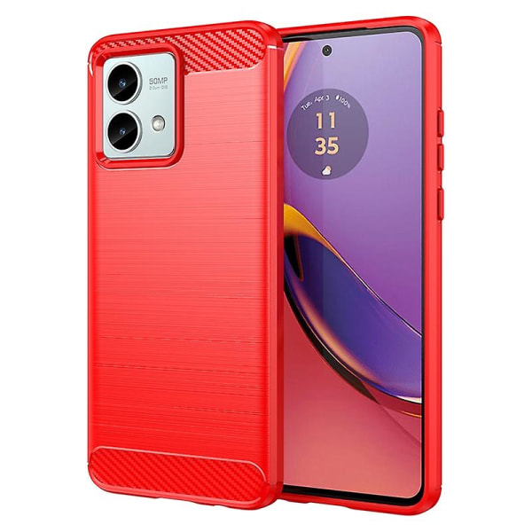 För Motorola Moto G84 5G Case TPU Shell cover med kolfiberstruktur-röd