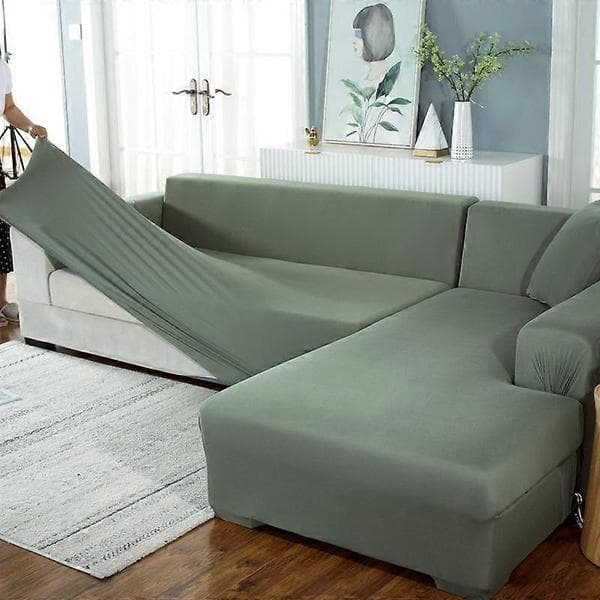 Hörnsofföverdrag L-format sofföverdrag Grå/Beige/Blå Stretch sofföverdrag med Vänster/Höger Divan Soffskydd 90-140cm
