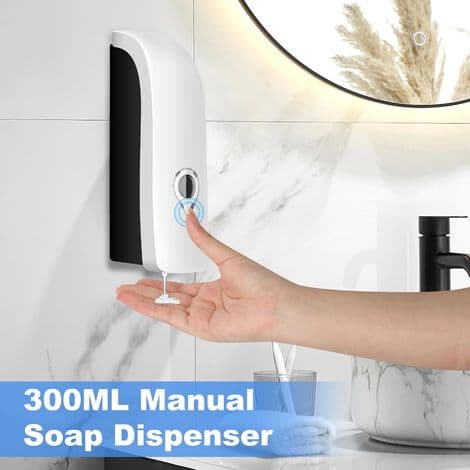 300 ml manuel sæbedispenser, enkelthovedet vægmonteret flydende sæbedispenser