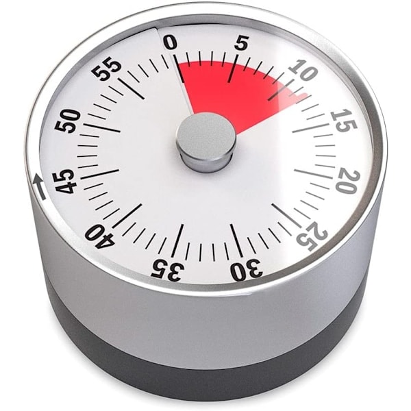Mekanisk og magnetisk timer. Opptil 60 minutter. Lydsignal når tiden er ute