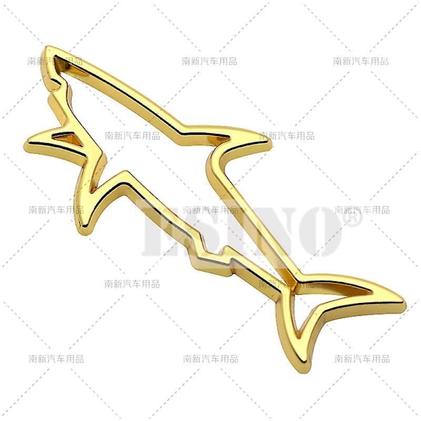 Bil 3D Piranha Hai Carcharodon Carcharias Metall Krom Sink Legering Emblem Bil Merke Kropp Bagasjerom Fender Lim Klistremerke Golden