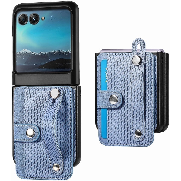For Motorola Razr+ 2023 lommebokveske med kortholder, etui for Motorola 40 Ultra Pu skinn støtsikker Blue