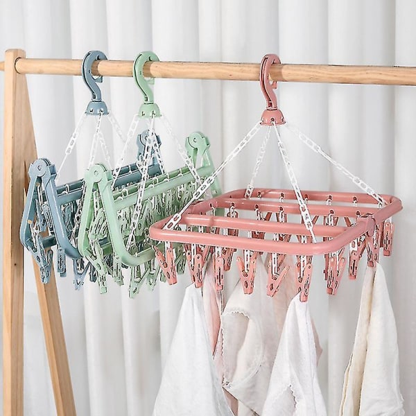 32 Klädnypor Tvättställning Sockor Underkläder Torkställning Handduksklämmor, 1 st -