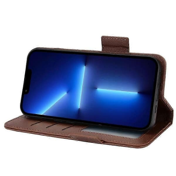 Etui til iPhone 16 Pro Max PU-læder med side-spænde, kortholder, pung og magnet Brown