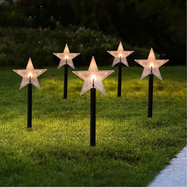2023 Julgransprydnad 5-pack Jul Solcellslampor Utomhus Jul Trädgårdsskylt Julmönster Solcellsträdgårdskontakt